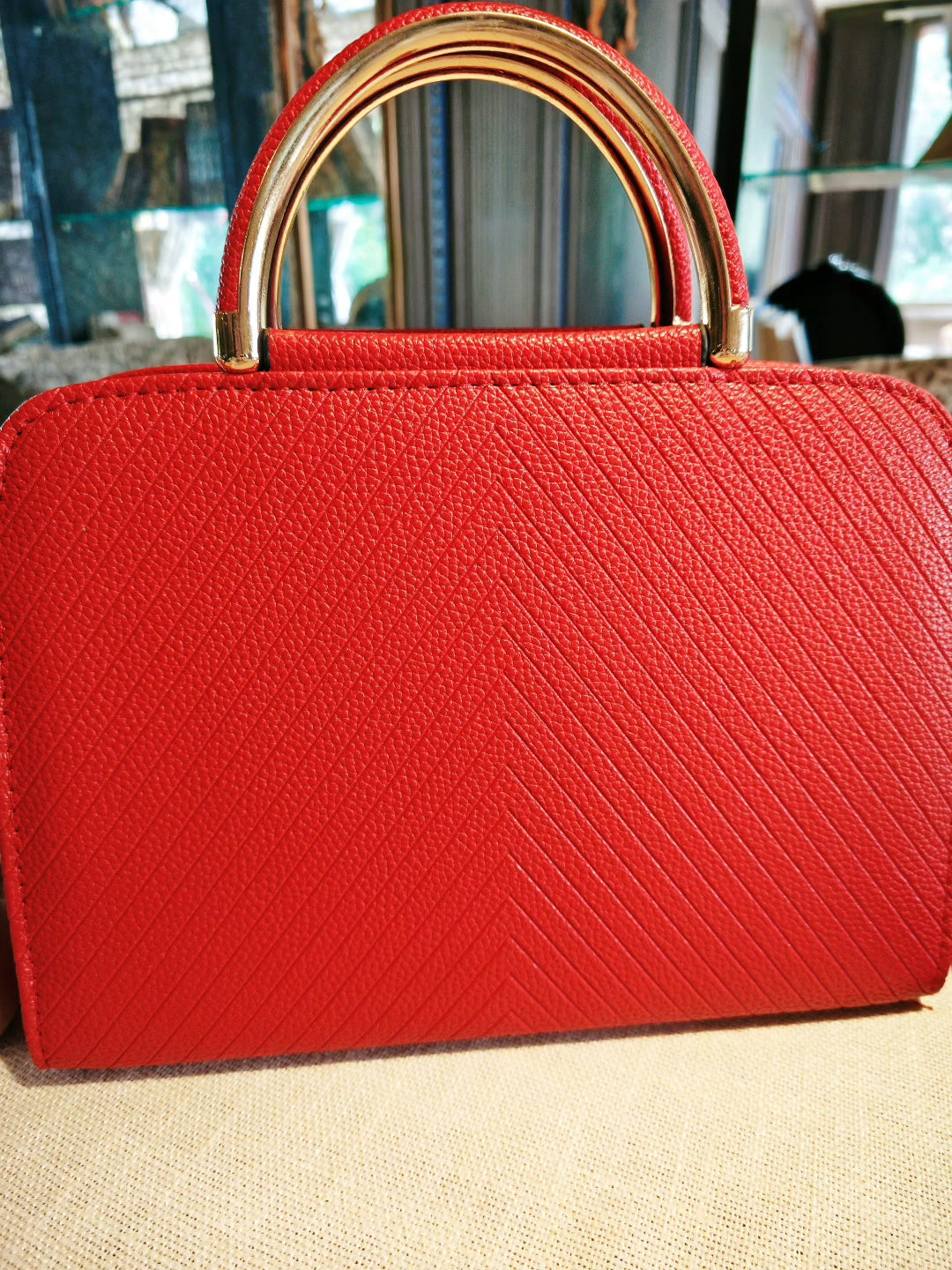 Red Boston Bag with Deer Charm