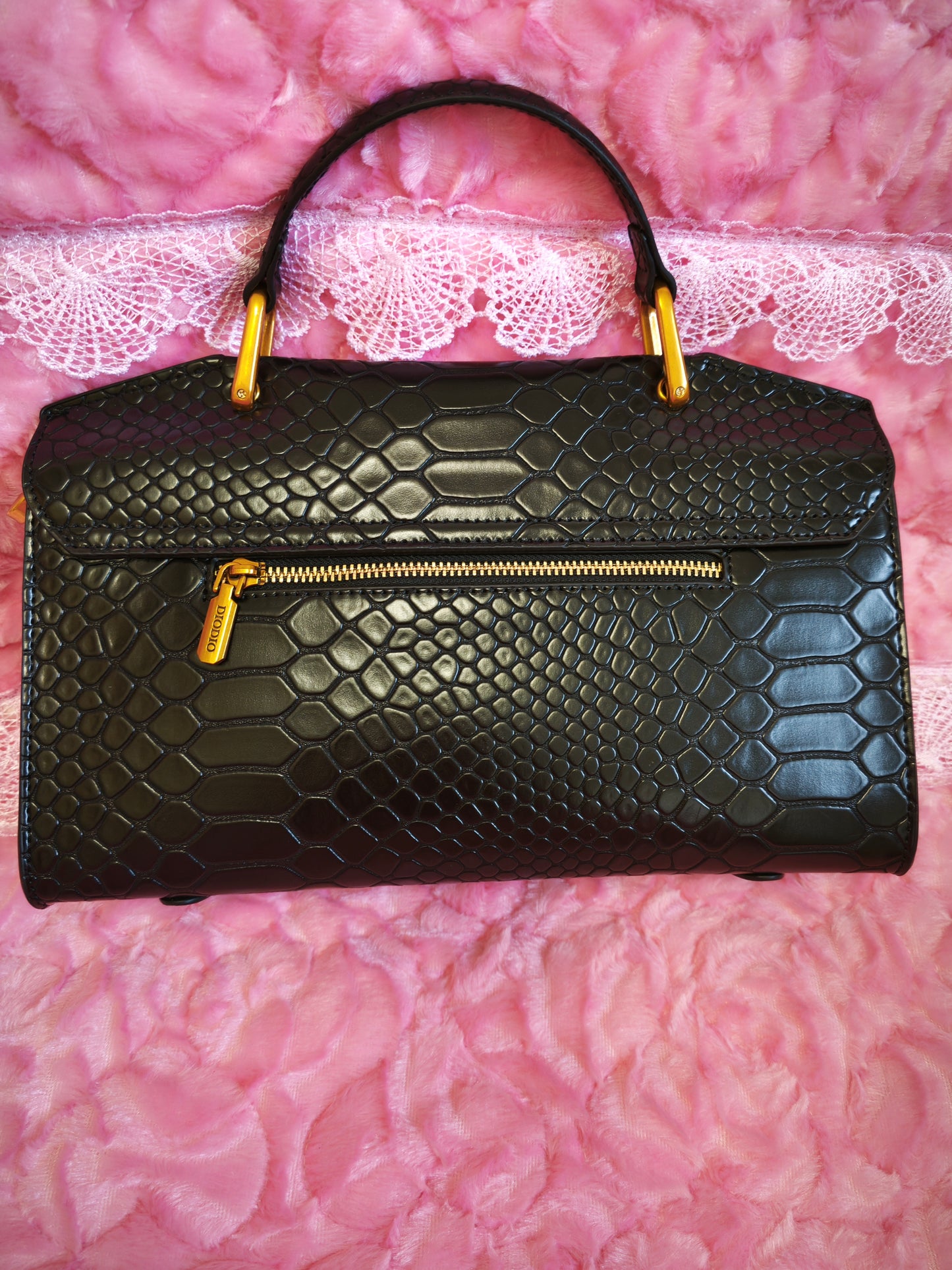 Black Python Luxury Gilded-Lock Bag