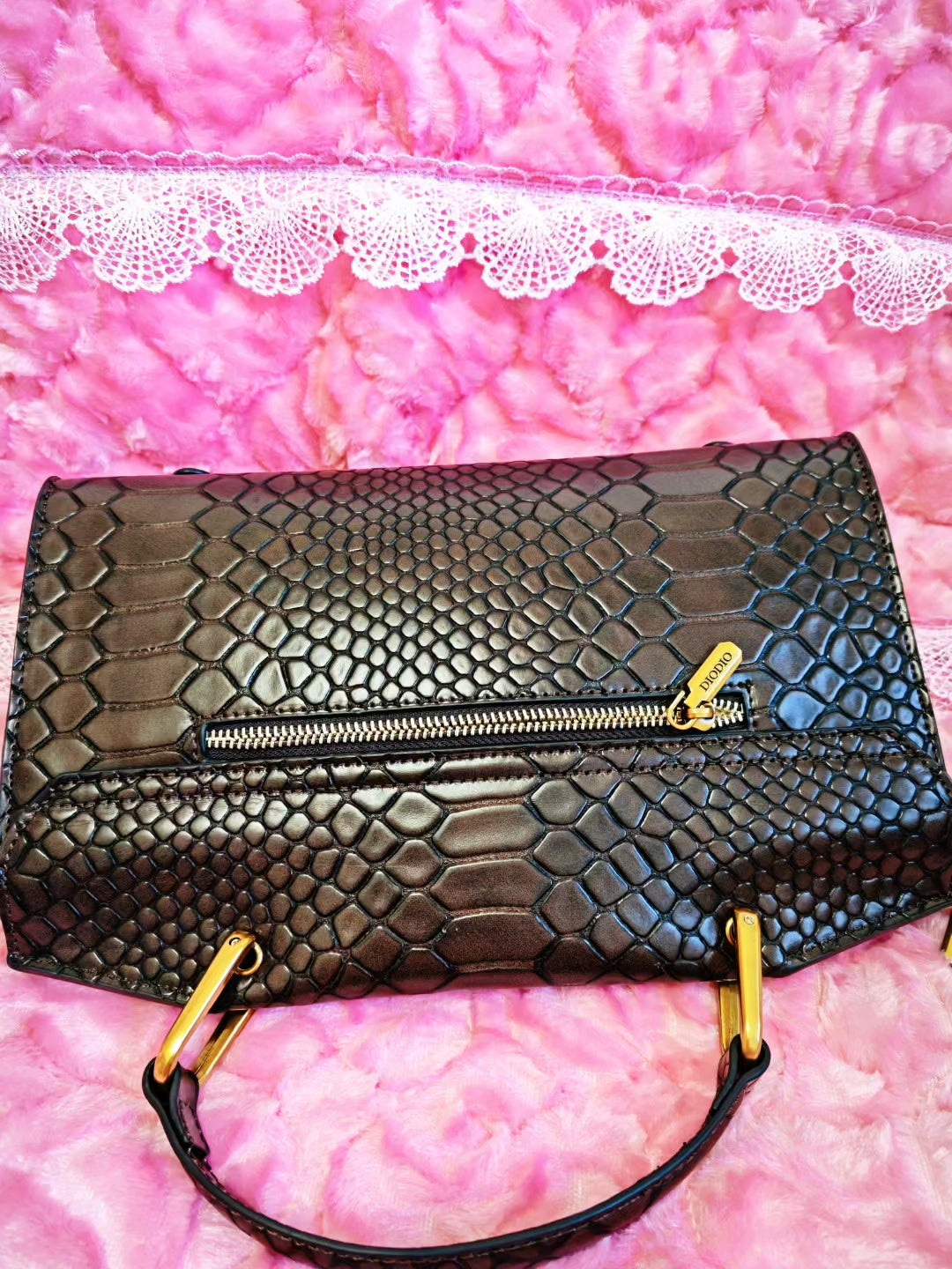 Rich Brown Python Luxury Crystal-Lock Bag