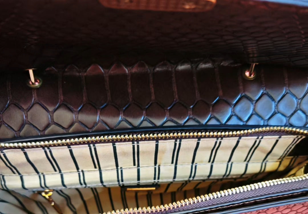 Rich Brown Python Luxury Crystal-Lock Bag