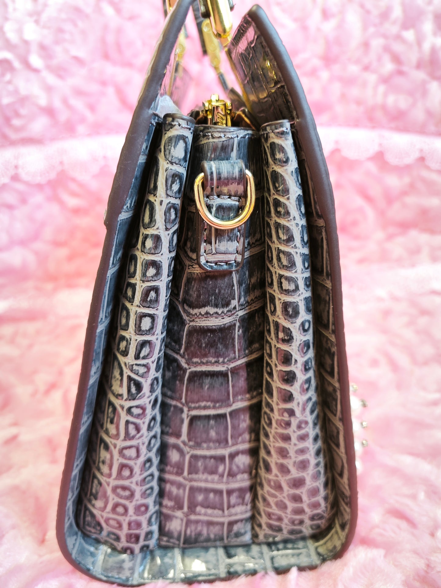 Black Croc Gilded Pearl-Crystal Bag