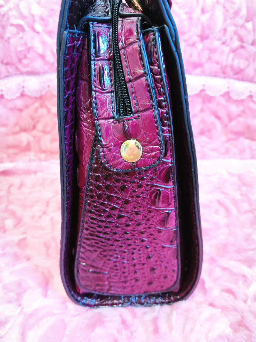 Plum-Black Gradient Croc Luxury Handbag
