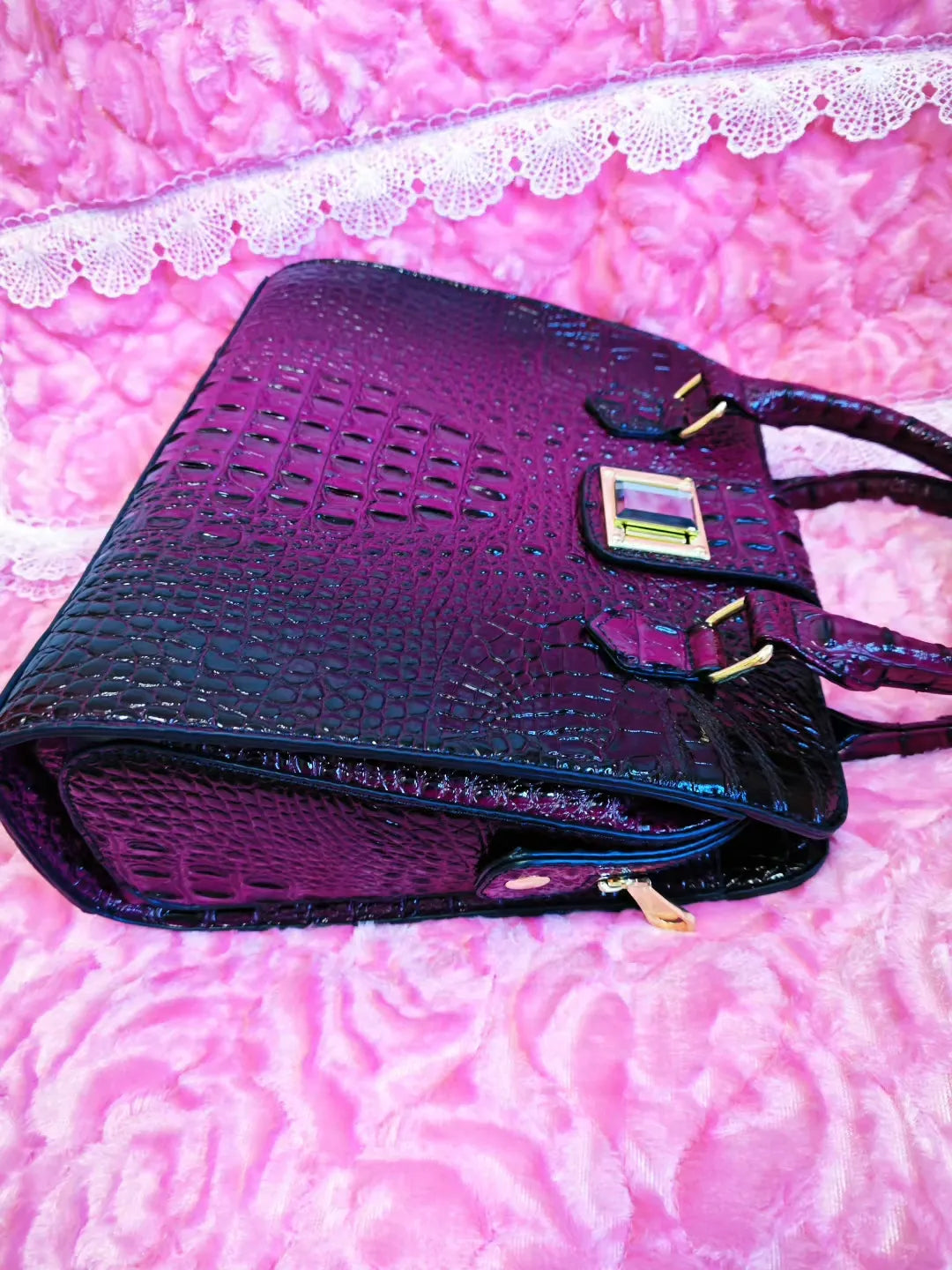Purple-Black Gradient Crocodile Embossed commute Bag (M13)