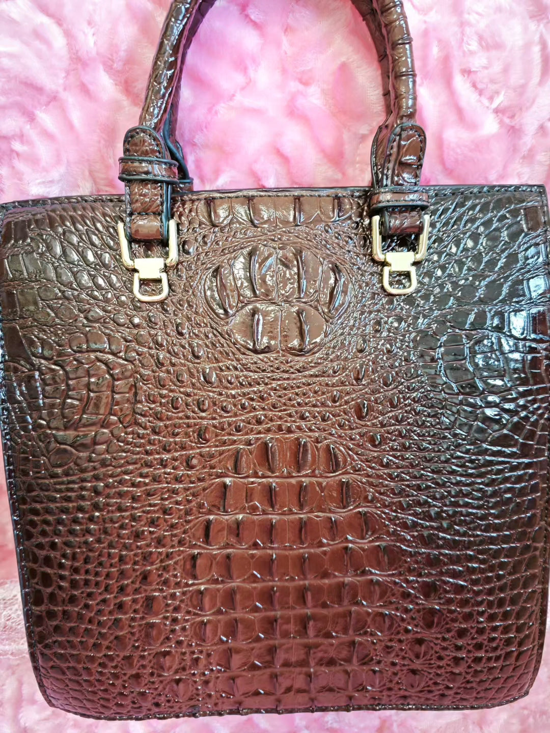 Dark Brown Croc-Embossed Luxury Convertible Bag