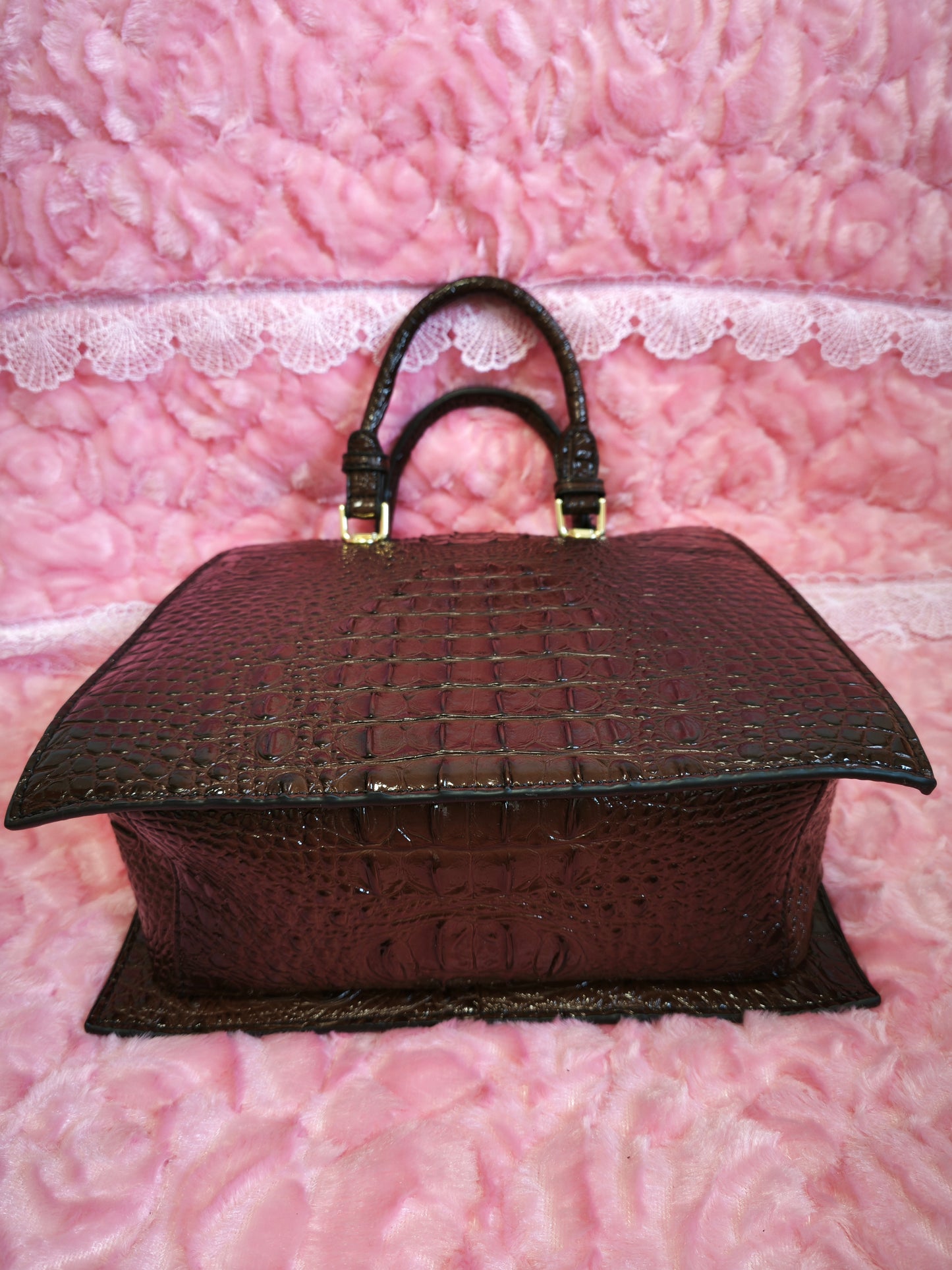 Dark Brown Croc-Embossed Luxury Convertible Bag