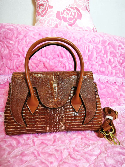Tan Croc Luxury Convertible Bag