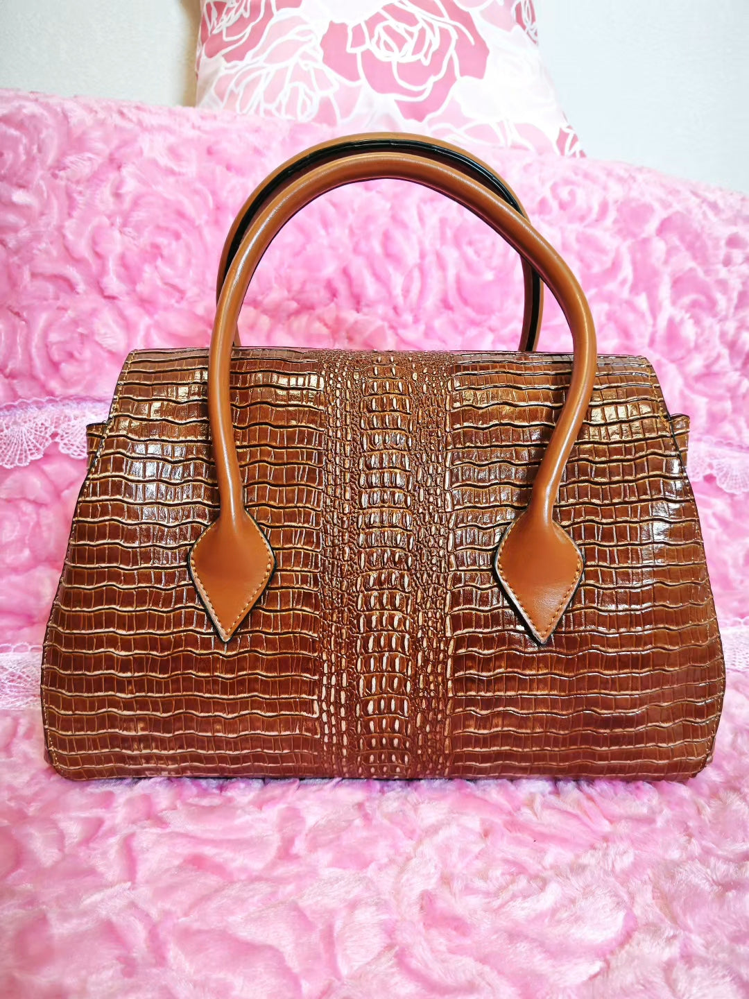 Tan Croc Luxury Convertible Bag