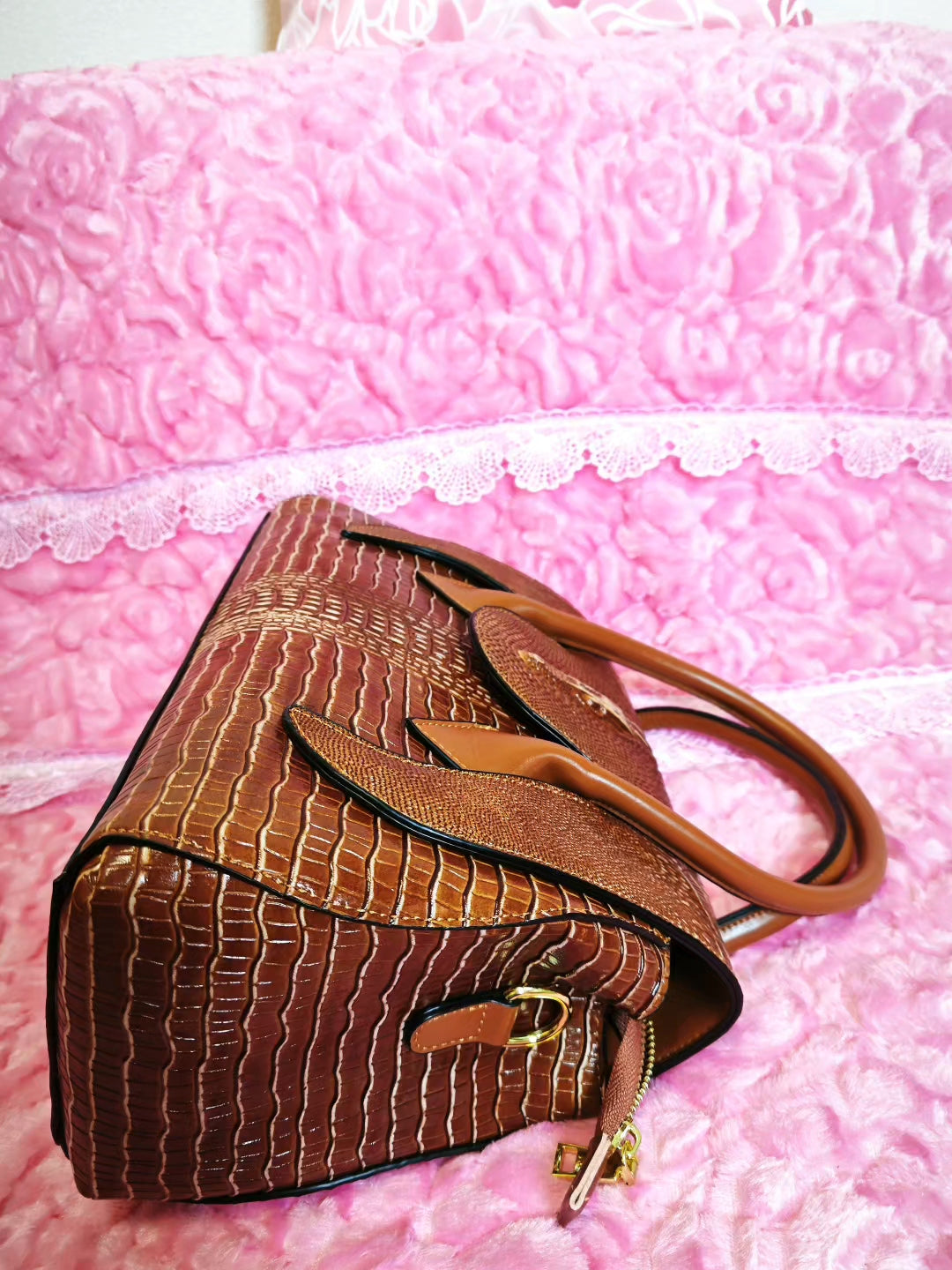 Tan Croc Luxury Convertible Bag