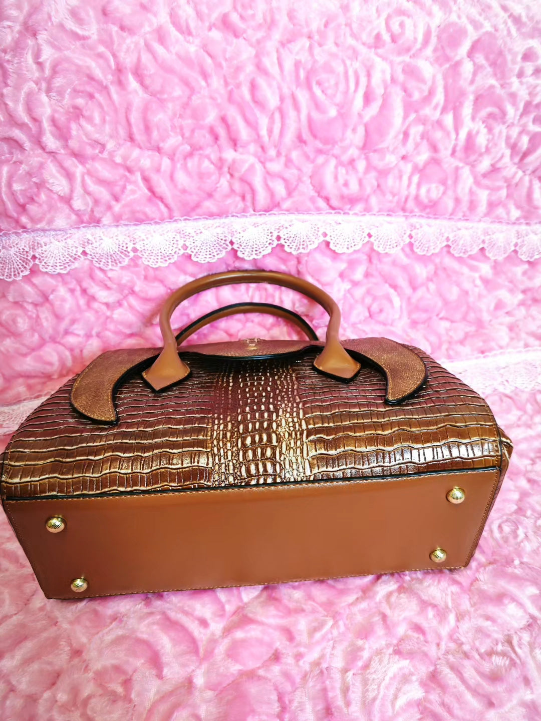 Tan Croc Luxury Convertible Bag