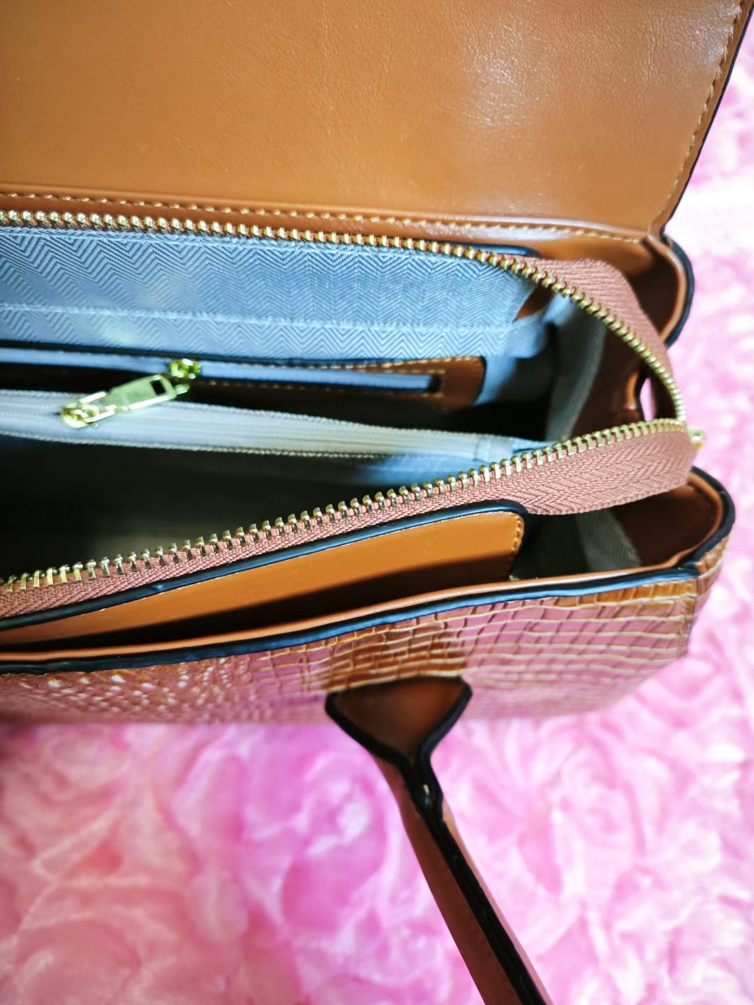 Tan Croc Luxury Convertible Bag