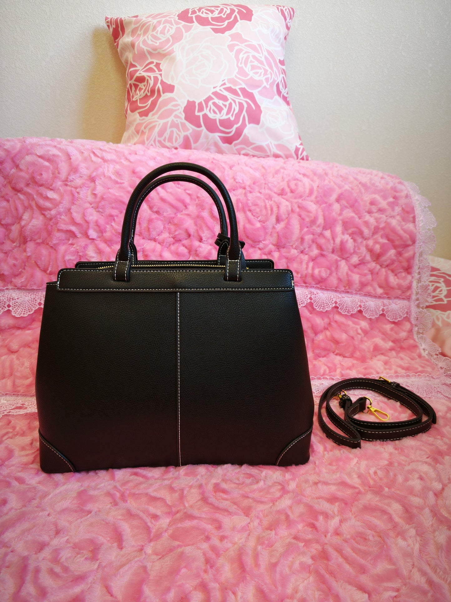 Classic Black Textured Tote Bag