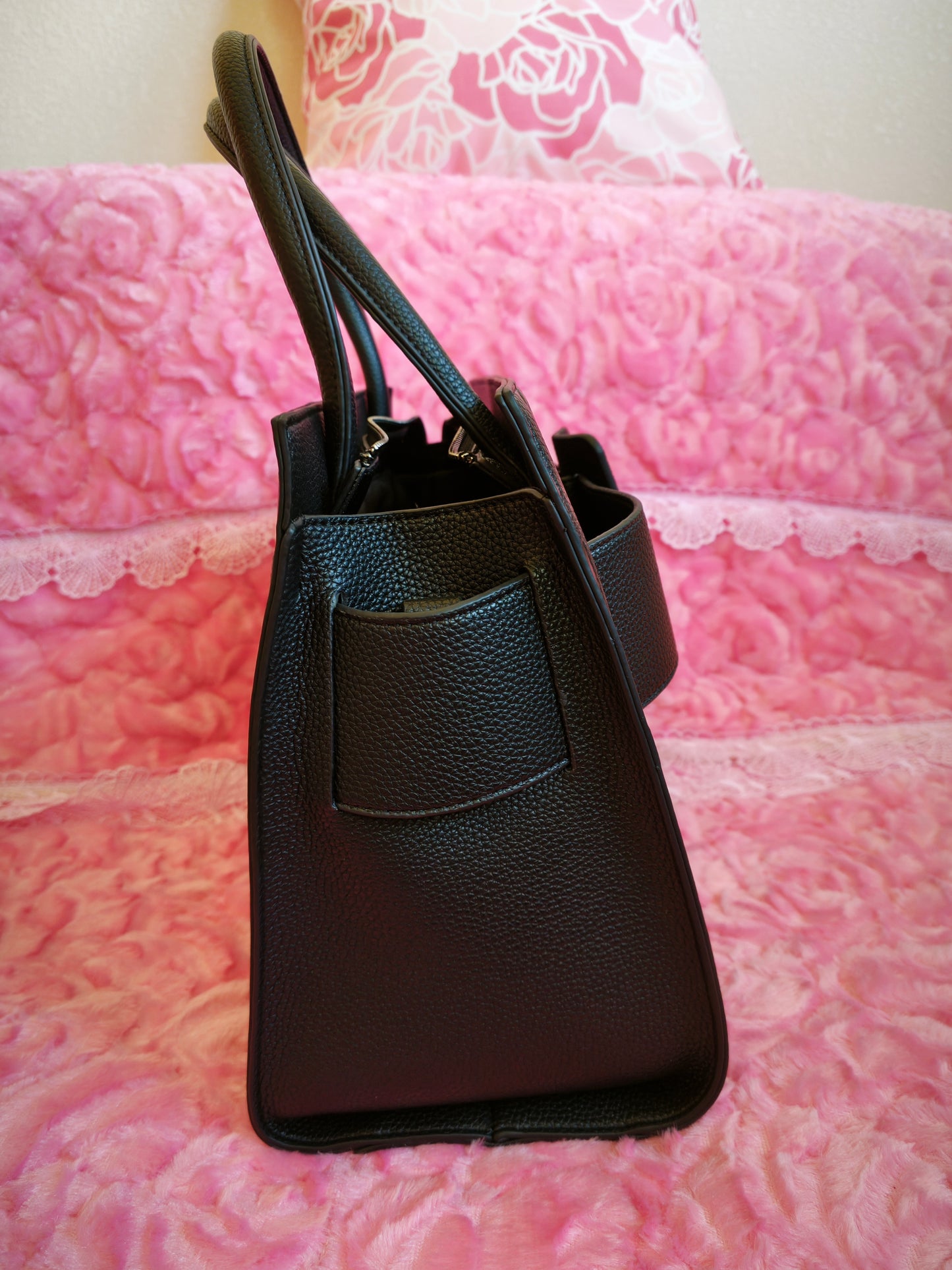 Black Monogram Buckle Tote Bag