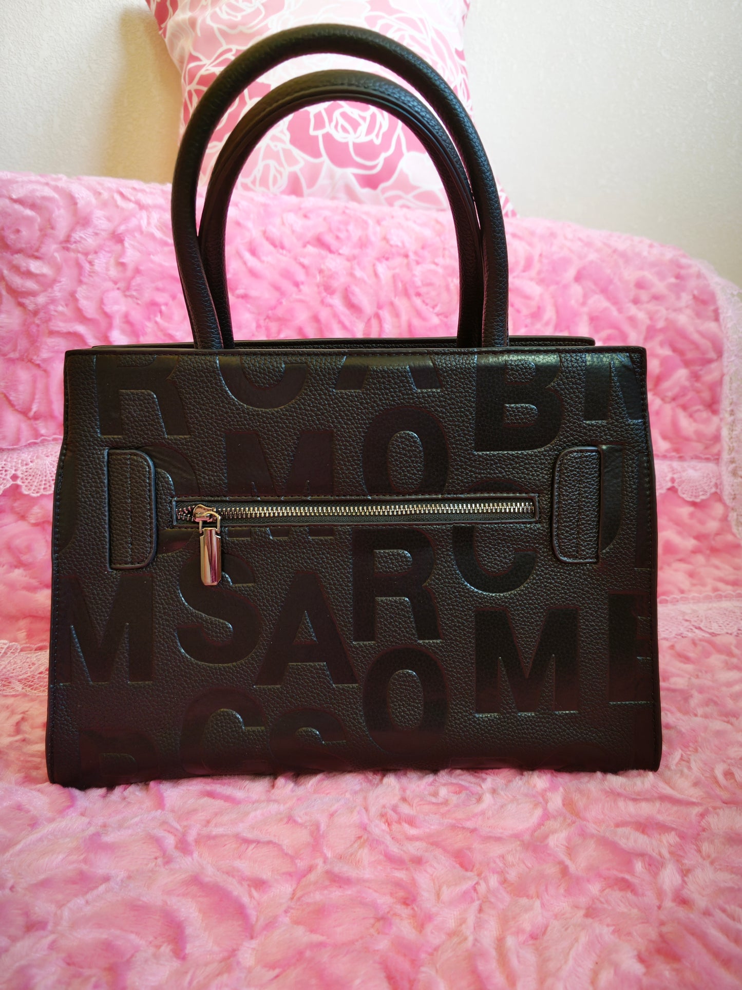 Black Monogram Buckle Tote Bag