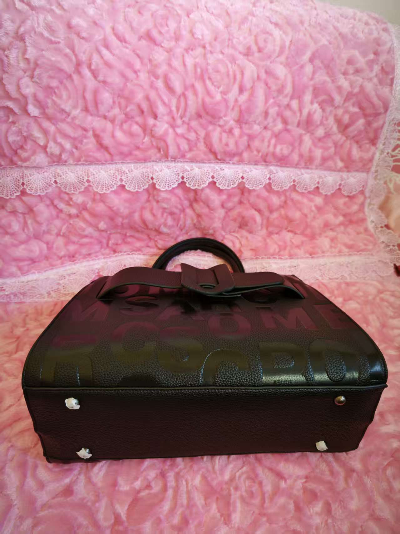 Black Monogram Buckle Tote Bag