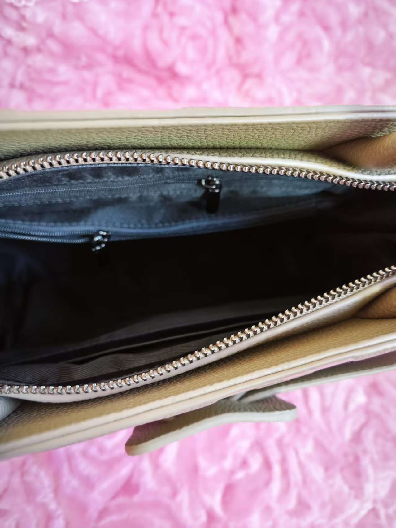 Light Beige Monogram Buckle Tote Bag