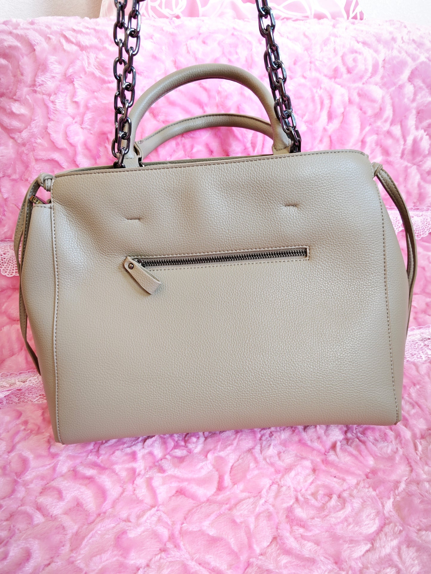 Light Brown Crocodile-Print Panel Tote Bag