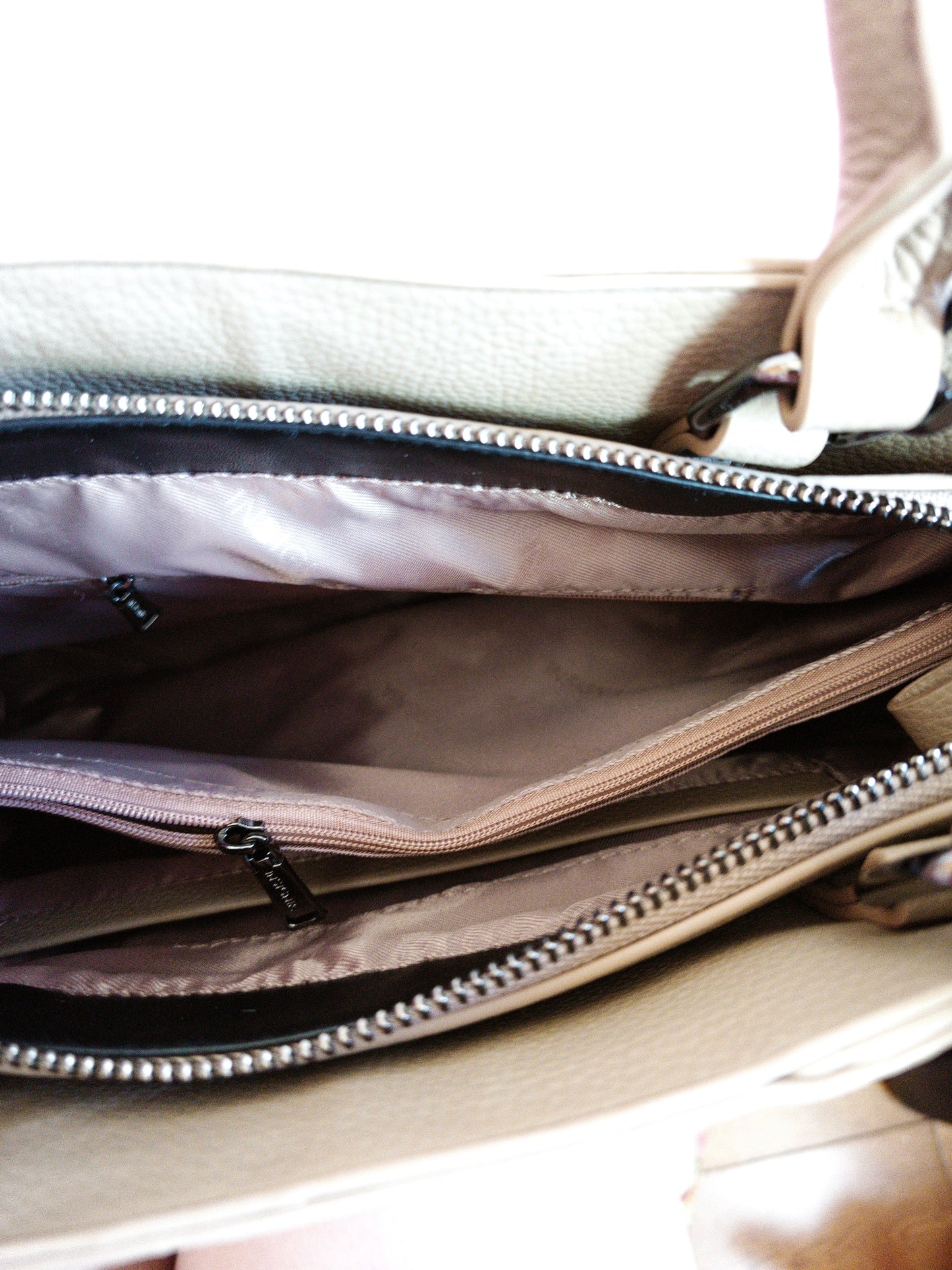 Light Brown Crocodile-Print Panel Tote Bag