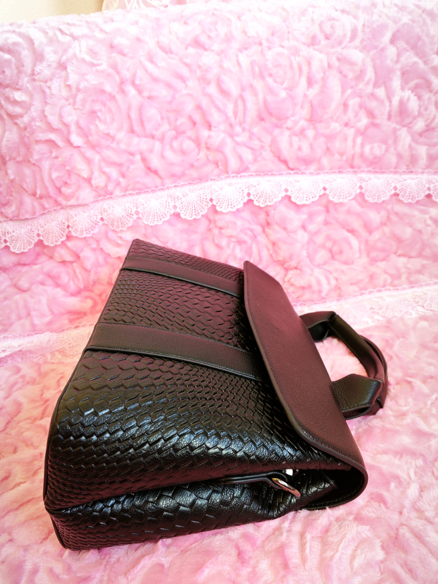 Black Woven Texture Business Tote Bag