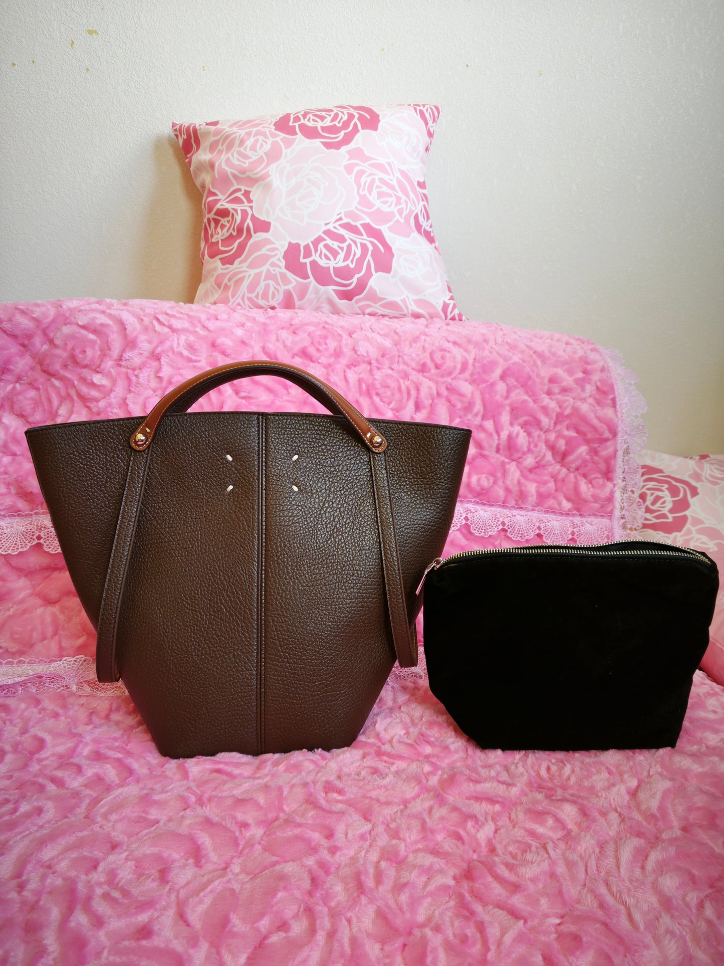 Dark Brown Textured Tote Bag