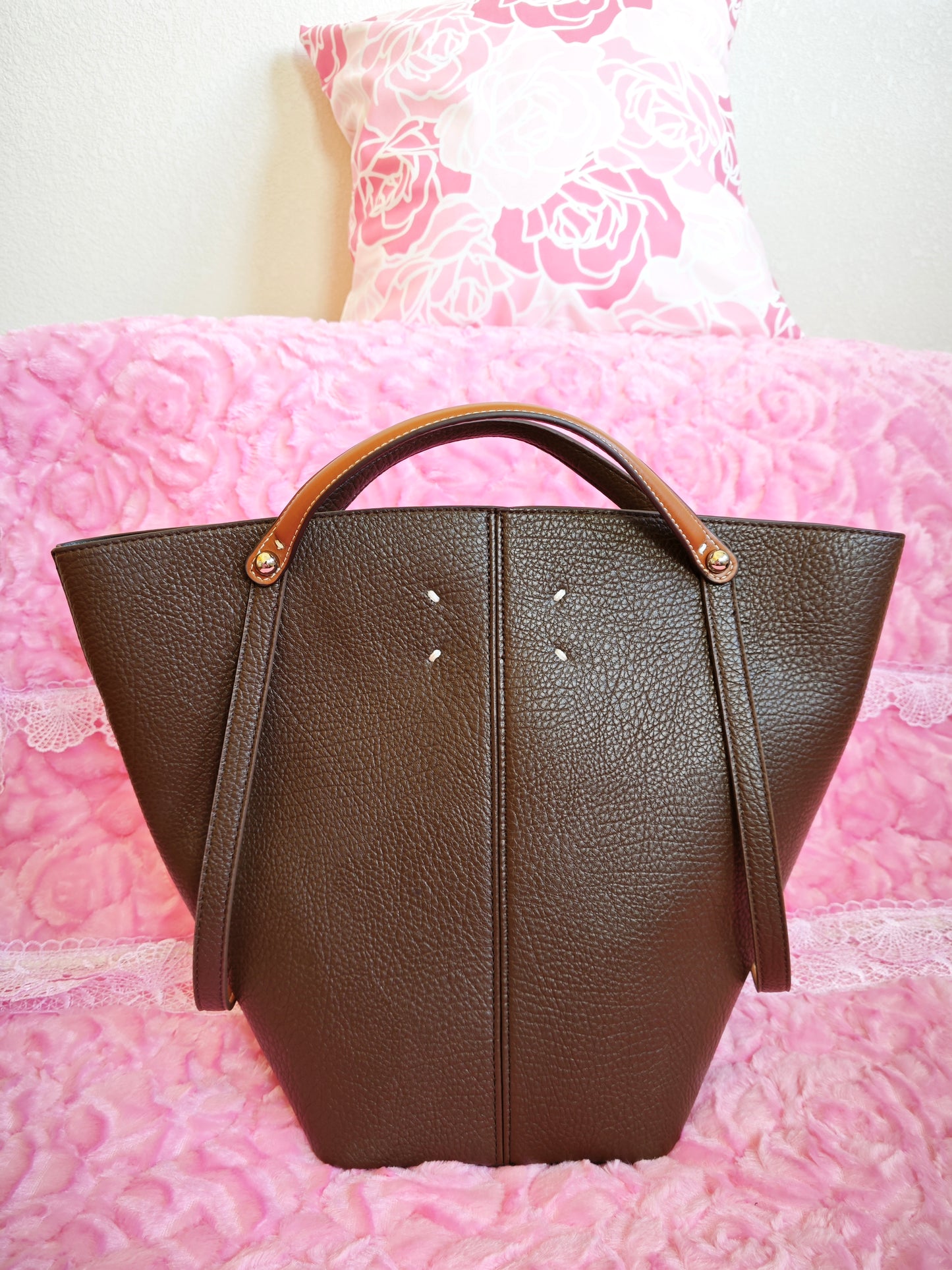 Dark Brown Textured Tote Bag