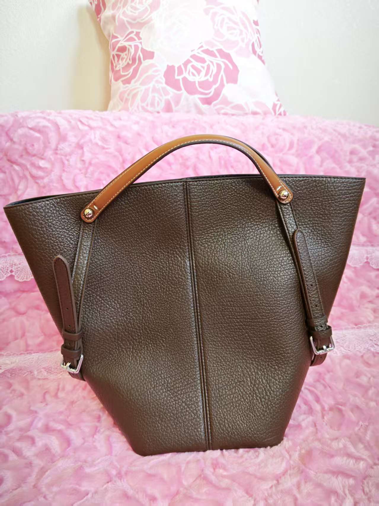 Dark Brown Textured Tote Bag