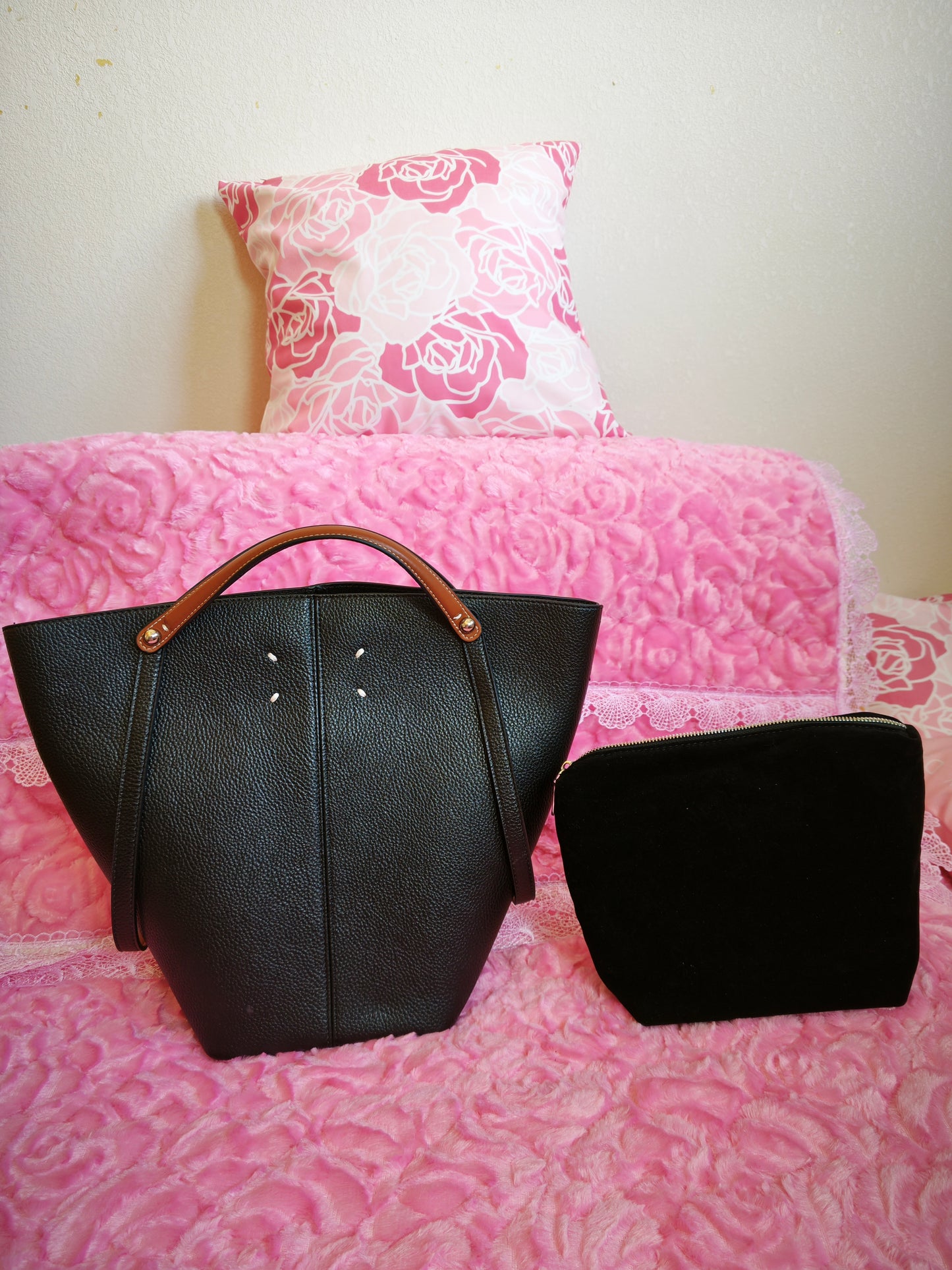 Black Textured Tote Bag