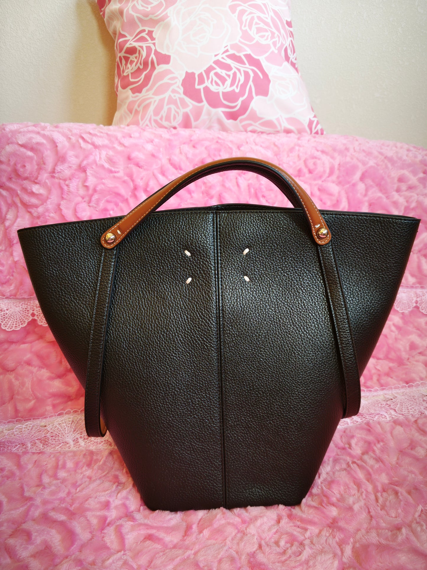 Black Textured Tote Bag