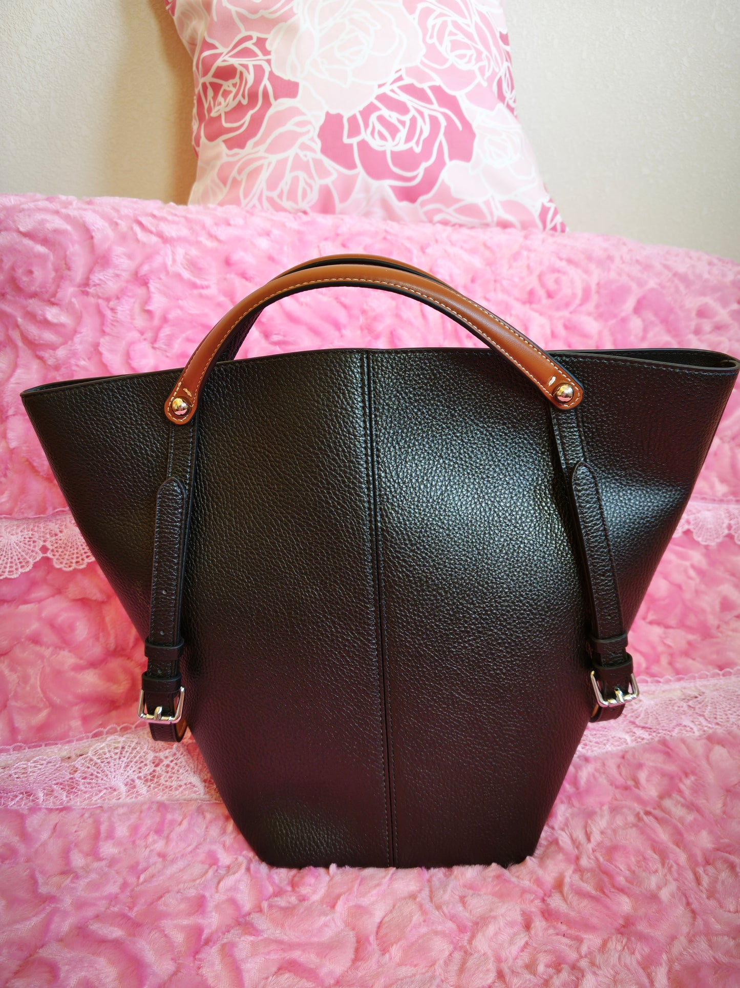 Black Textured Tote Bag