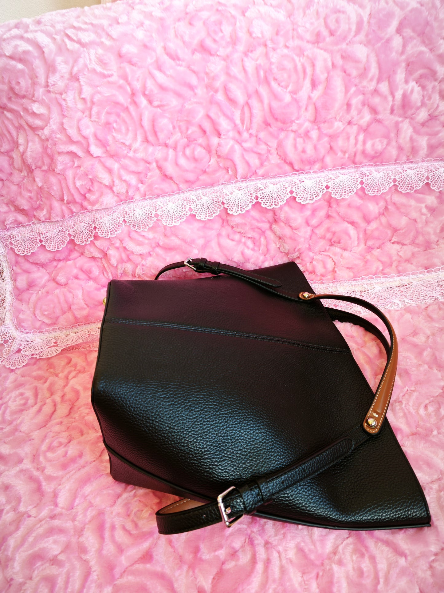 Black Textured Tote Bag