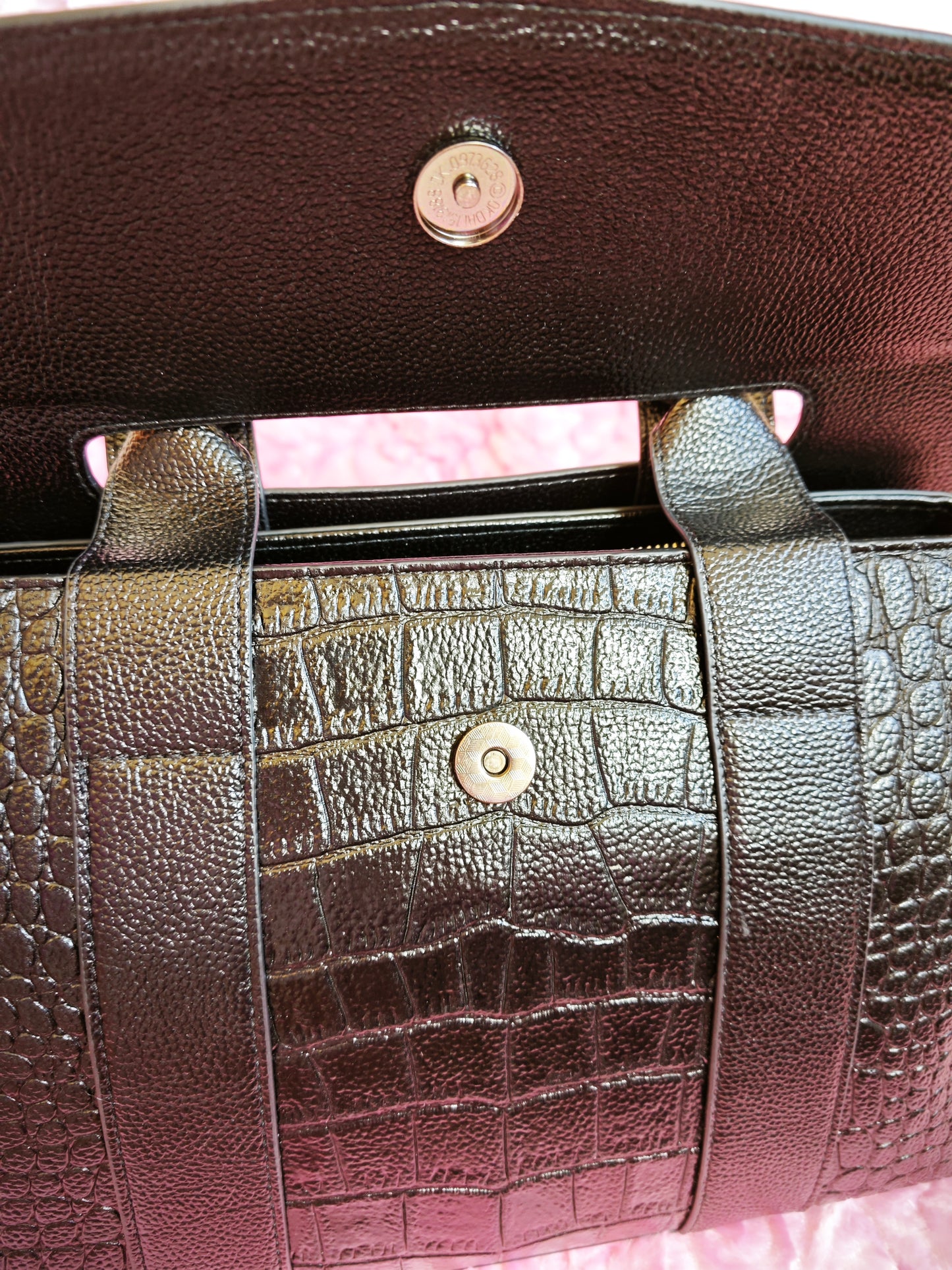 Black Crocodile-Print Tote Bag