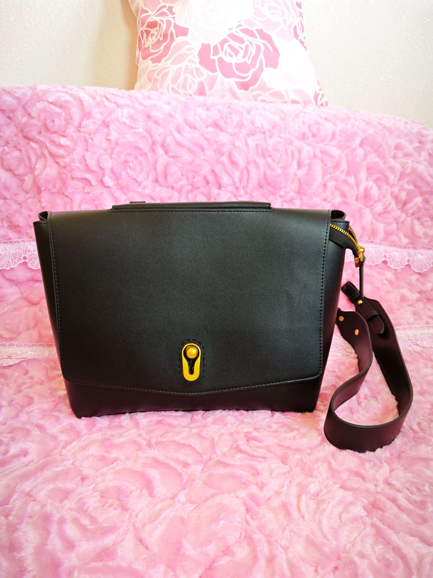Black Tote with Gold Buckle Bag