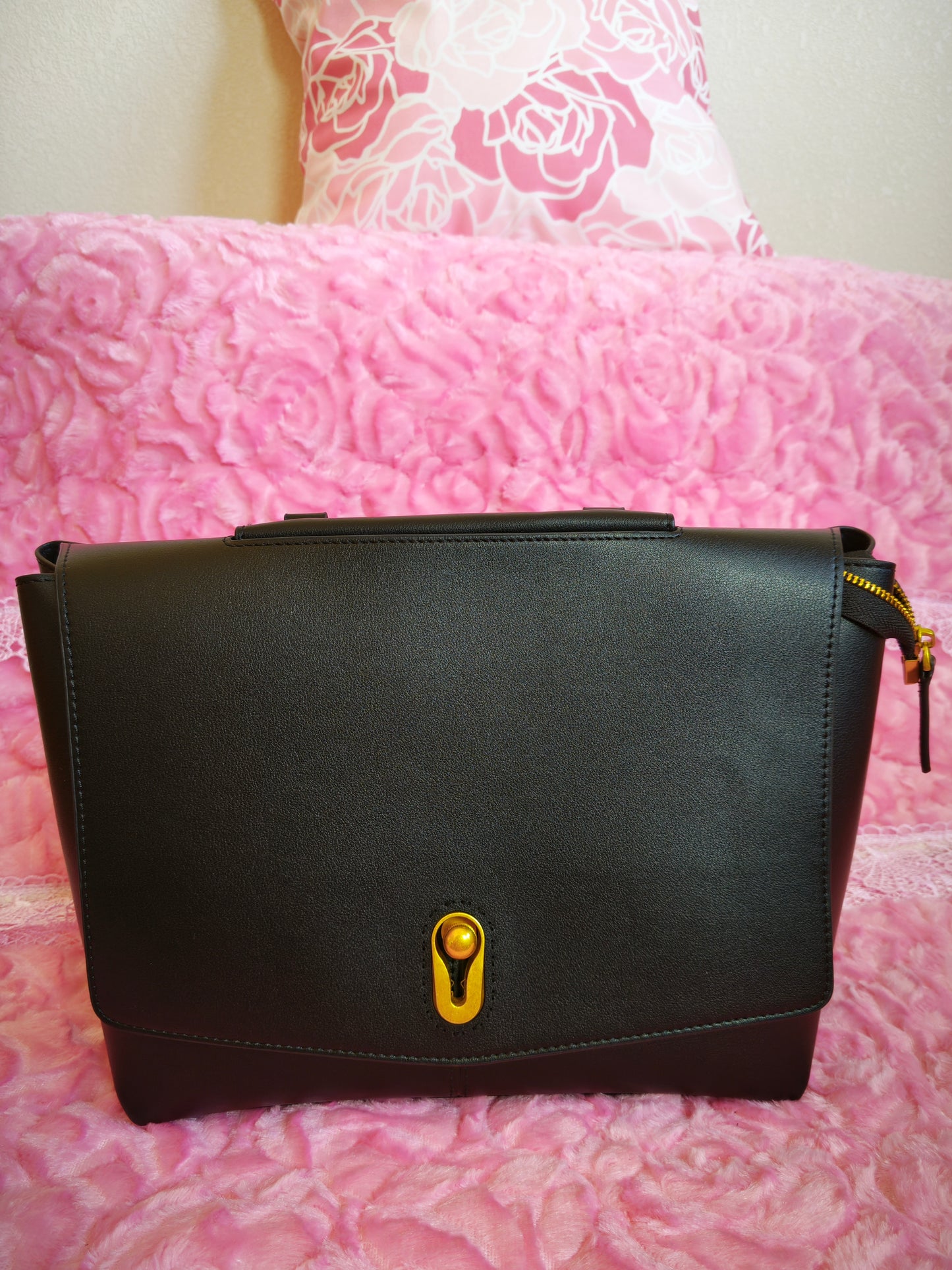 Black Tote with Gold Buckle Bag