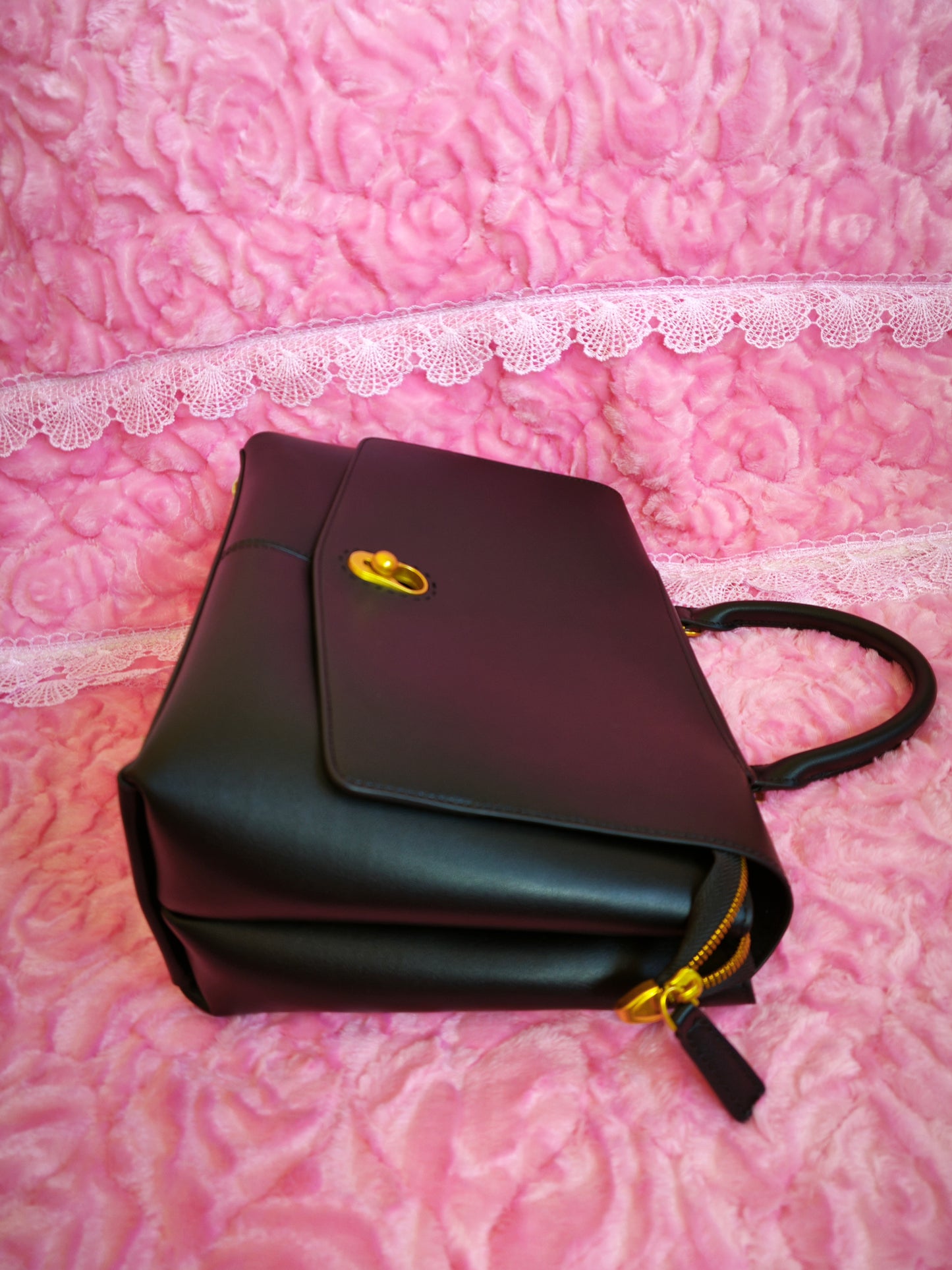 Black Tote with Gold Buckle Bag