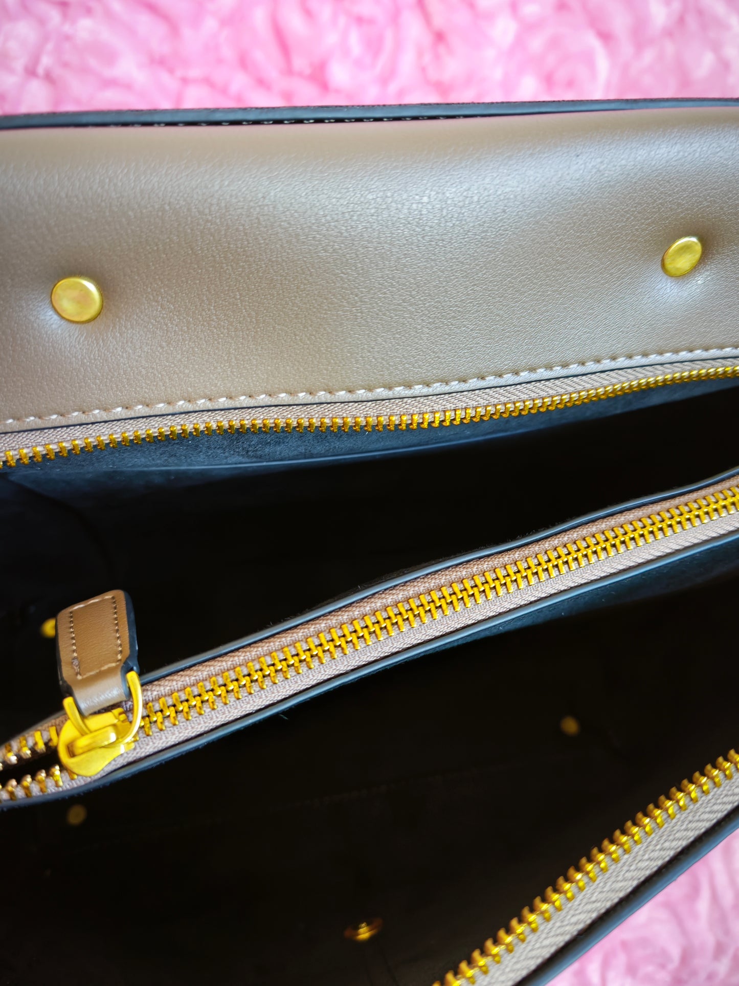 Taupe Crossbody Tote Bag with Gold Buckle