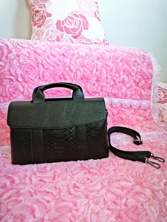 Black Woven Texture Tote Bag