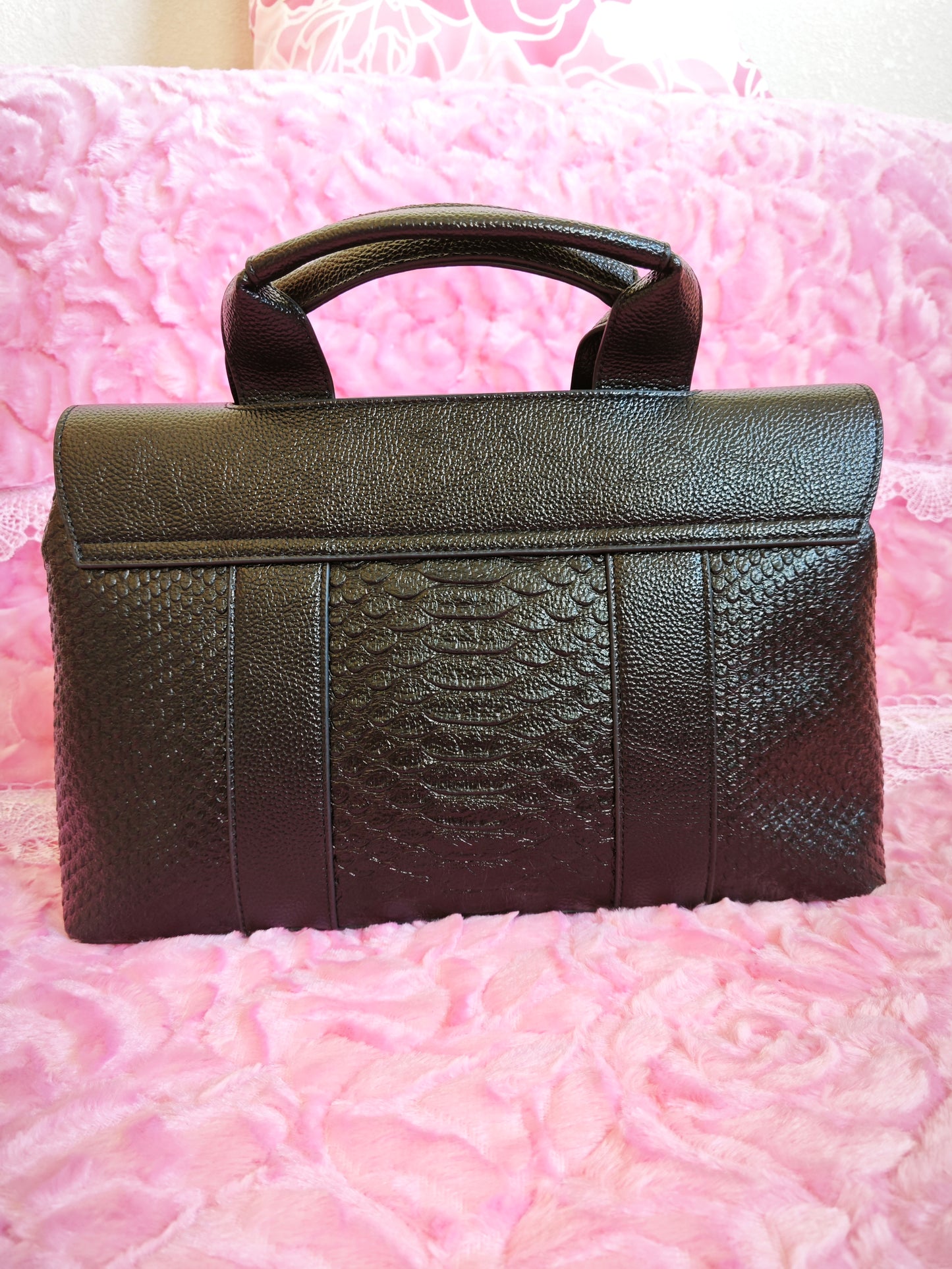 Black Woven Texture Tote Bag