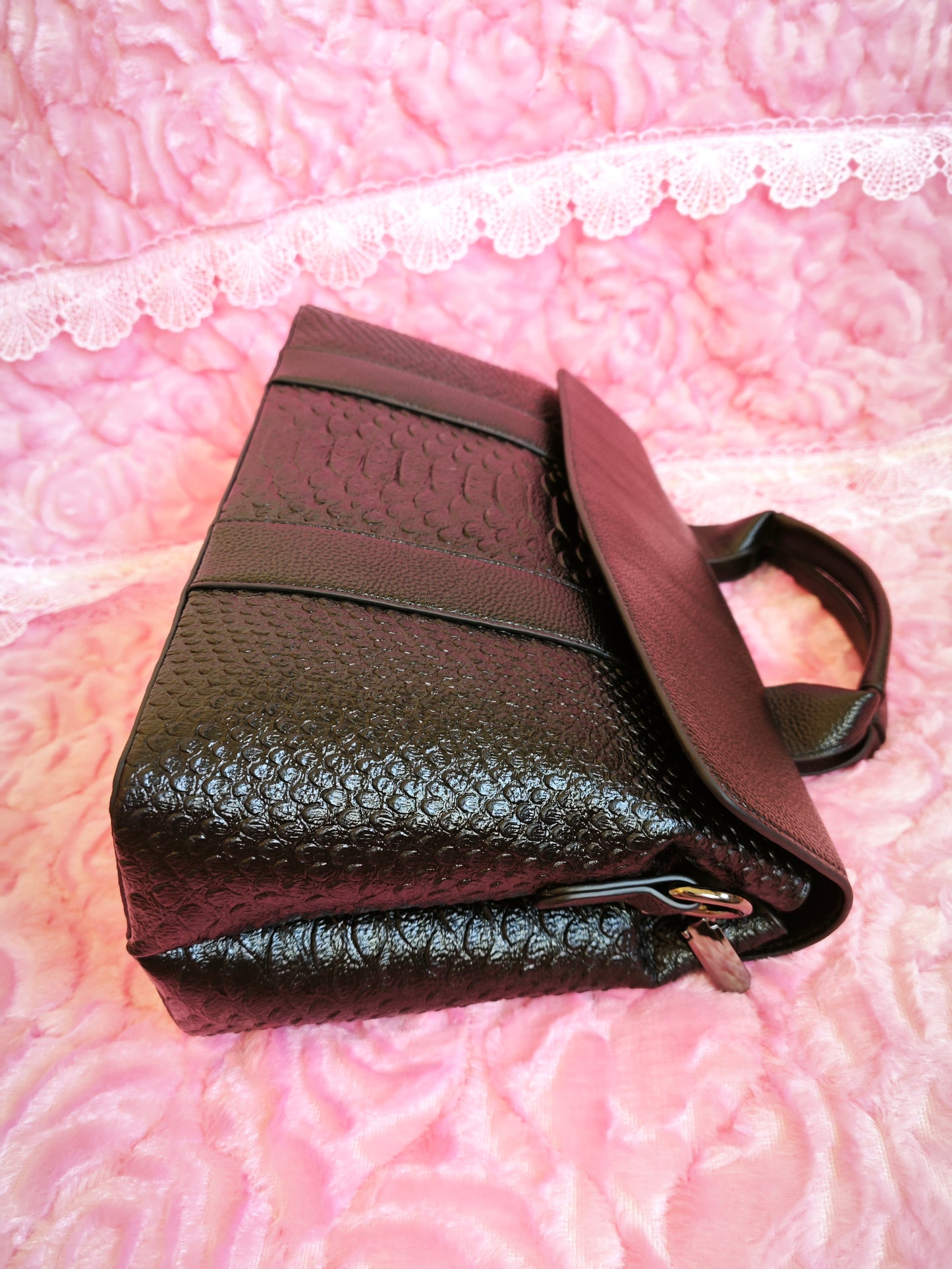 Black Woven Texture Tote Bag