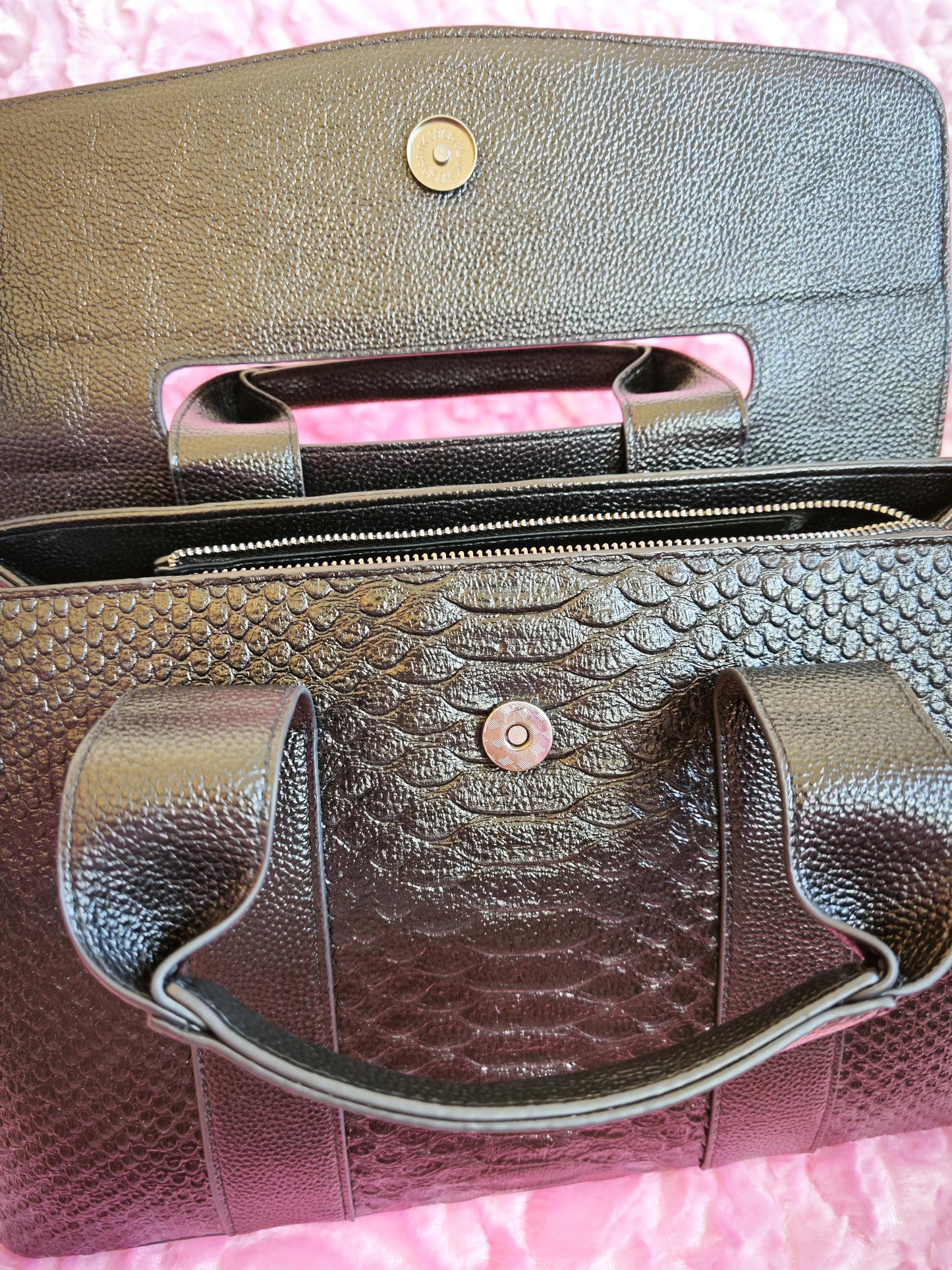 Black Woven Texture Tote Bag