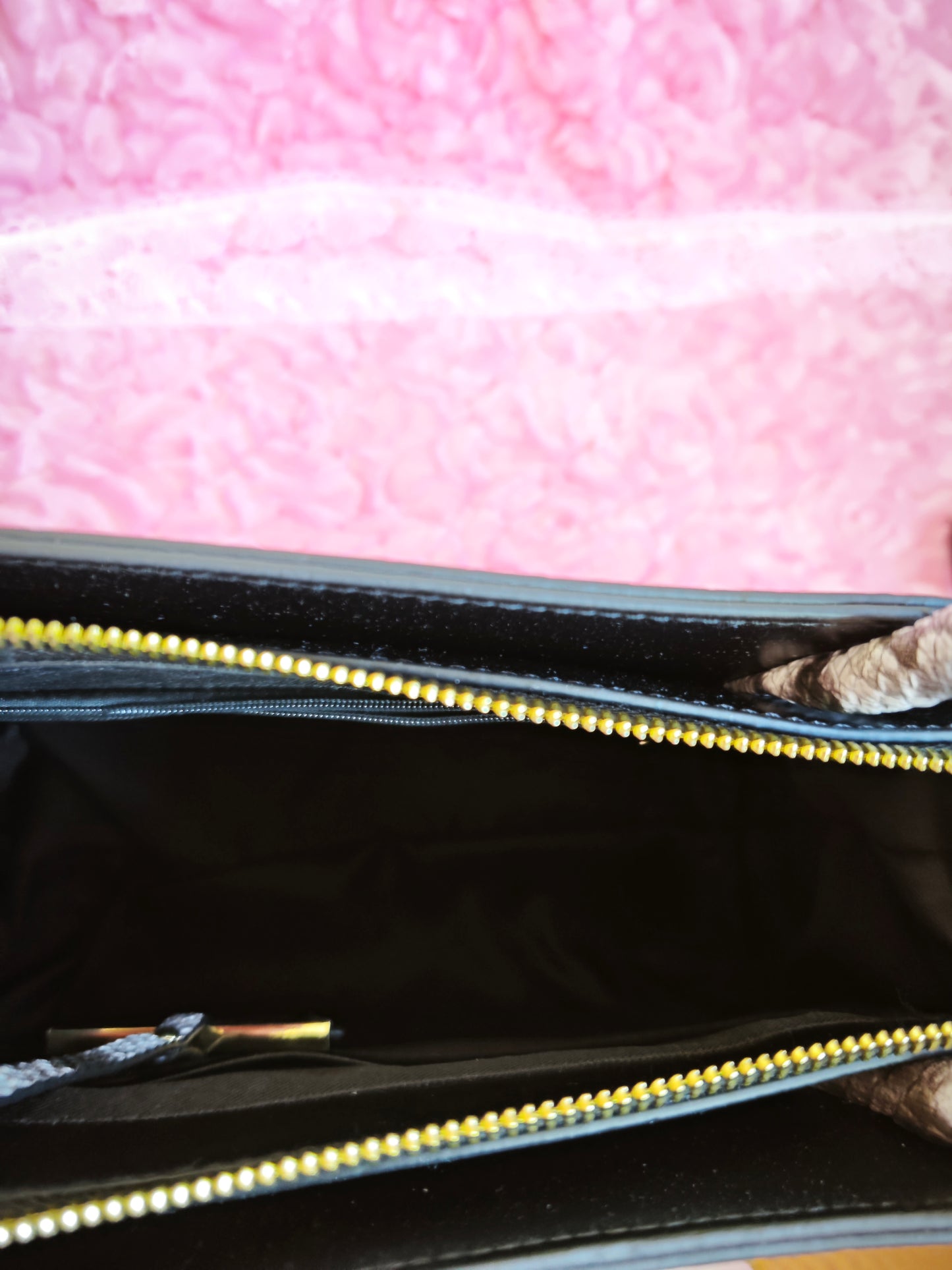 Black Crocodile & Snake-Print Panel Tote Bag