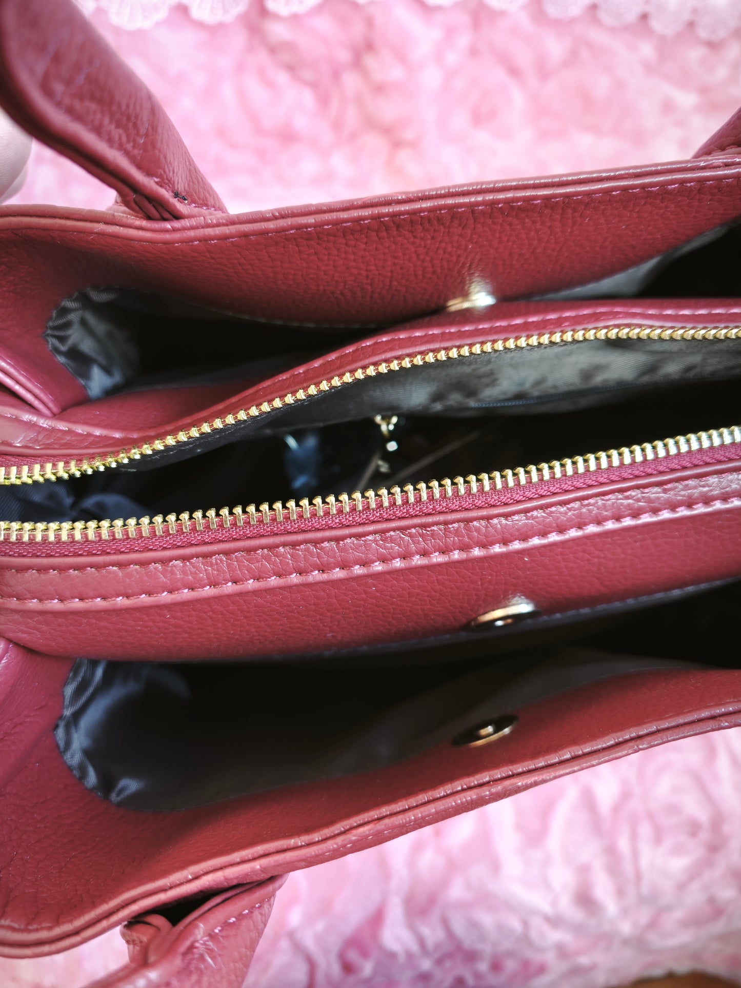 Burgundy Snake-Print Tote Bag