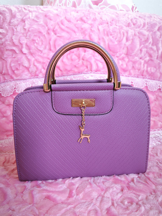 Soft Purple Mini Handbag with Gold Accents