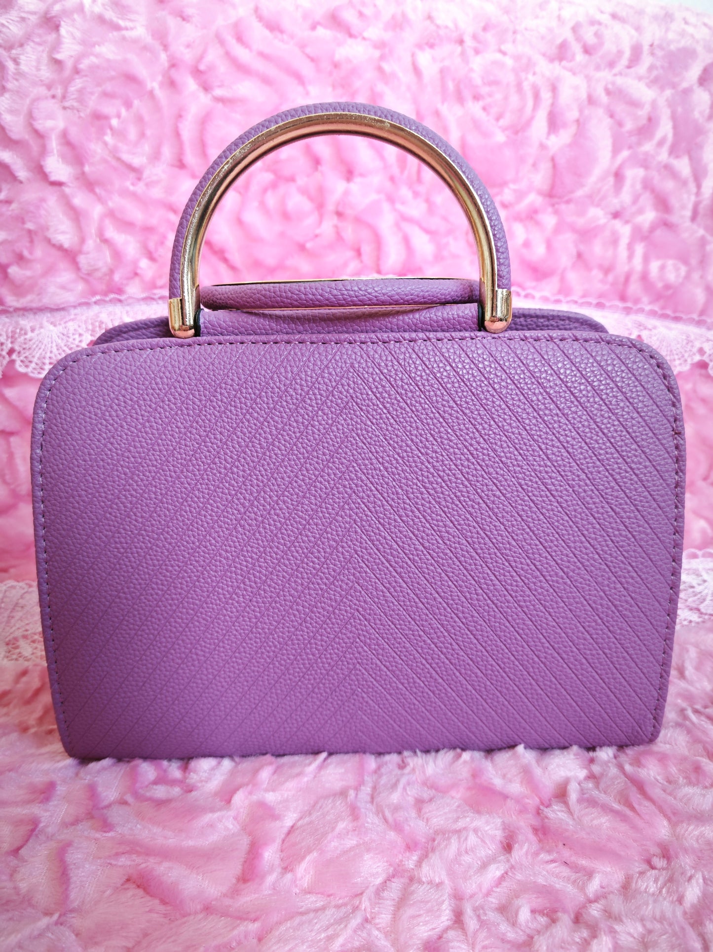 Soft Purple Mini Handbag with Gold Accents