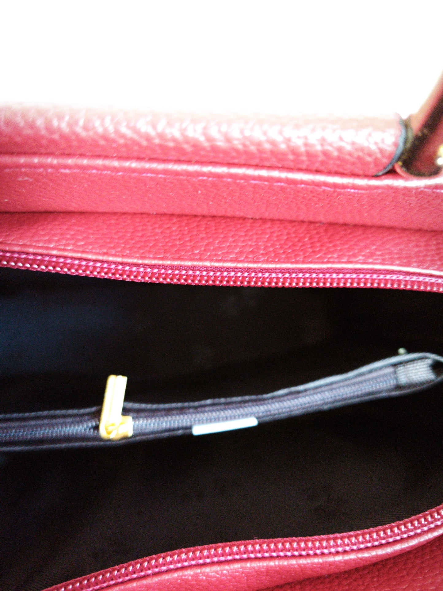 Burgundy Textured Mini Handbag with Gold Accents