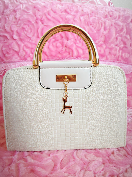 ream Crocodile-Print Mini Handbag with Gold Accents