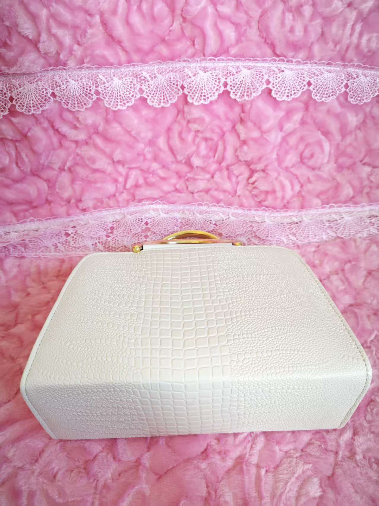 ream Crocodile-Print Mini Handbag with Gold Accents