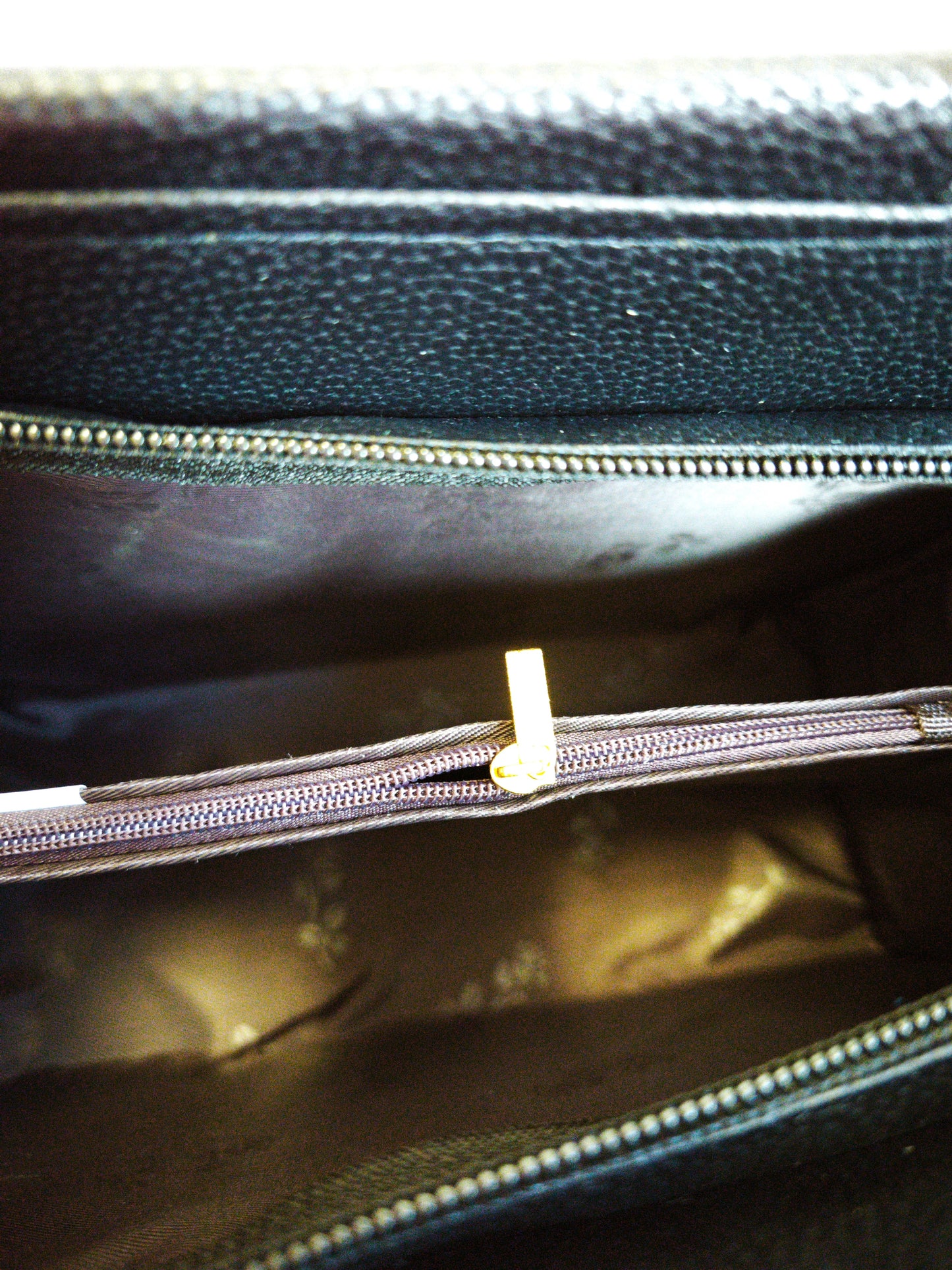 Black Textured Mini Handbag with Gold Accents