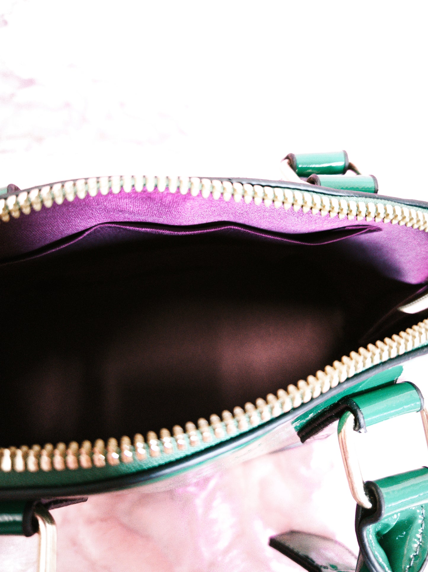 Dark Green Patent Crocodile-Print Half-Moon Mini Handbag