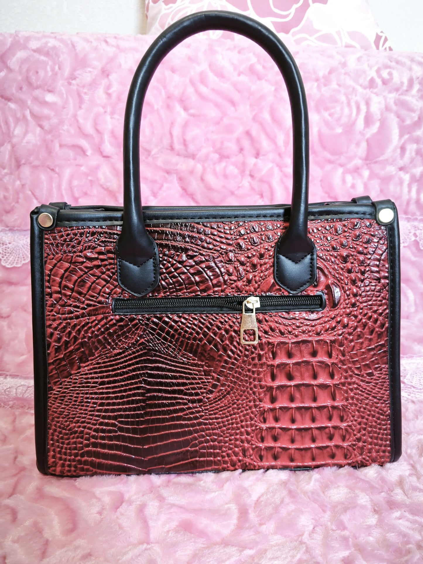 Red Gradient Crocodile Texture Mother-Child Tote Bag (M69)