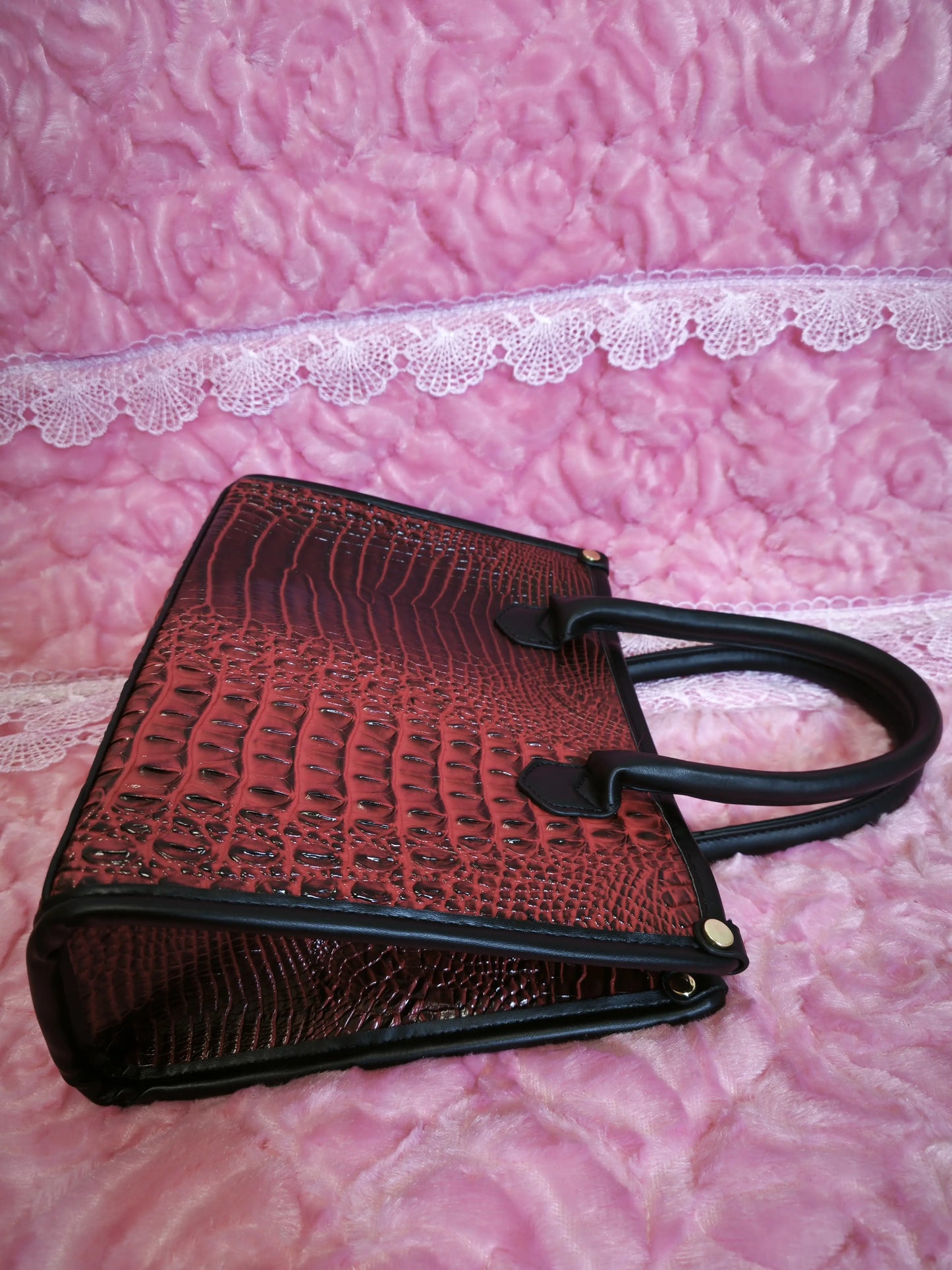 Red Gradient Crocodile Texture Mother-Child Tote Bag (M69)