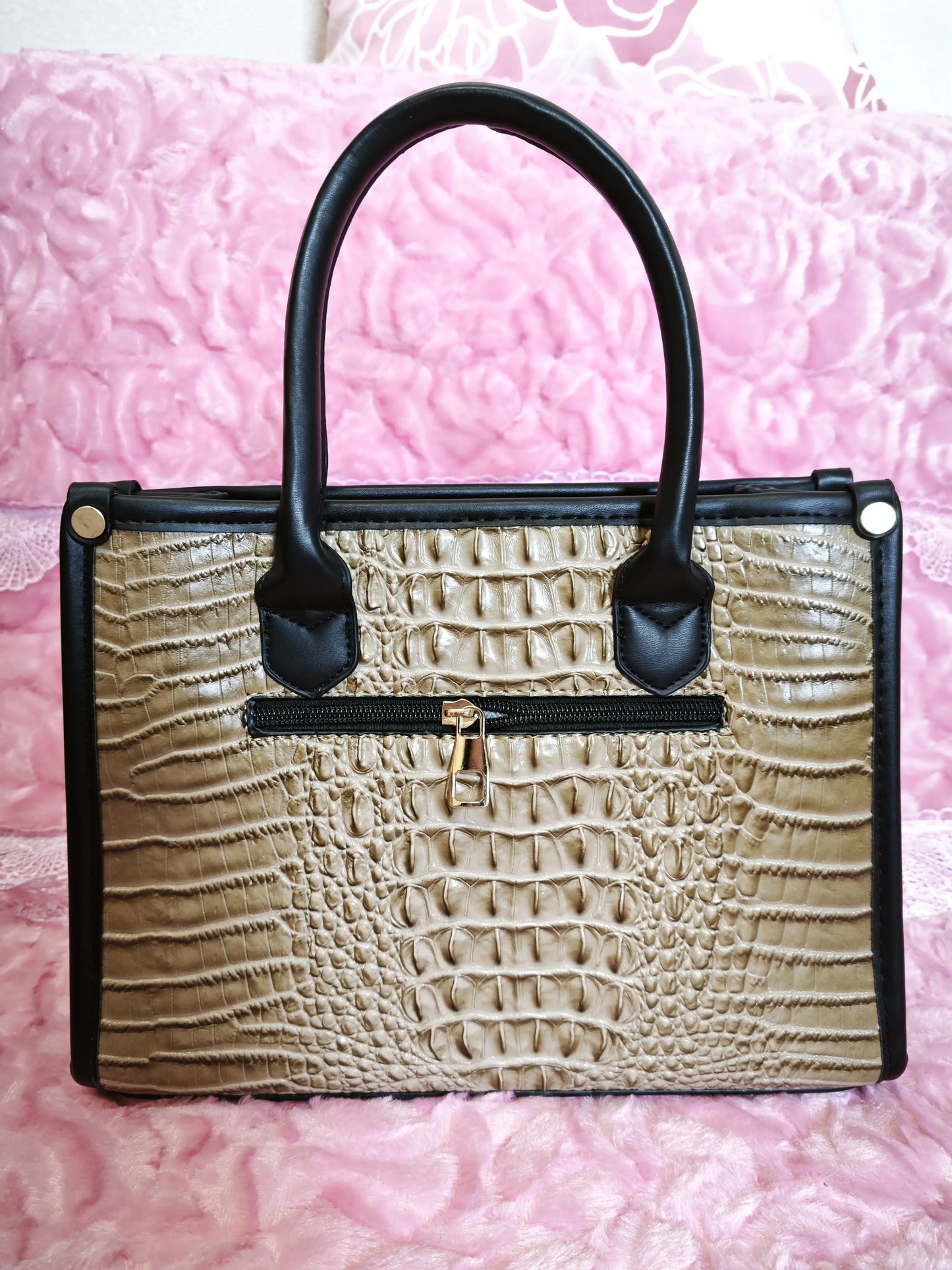 Khaki Gradient Crocodile Texture Mother-Child Tote Bag (M70)